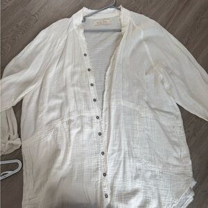 Free People Cream Button Down Shirt